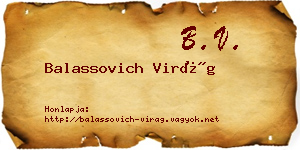 Balassovich Virág névjegykártya